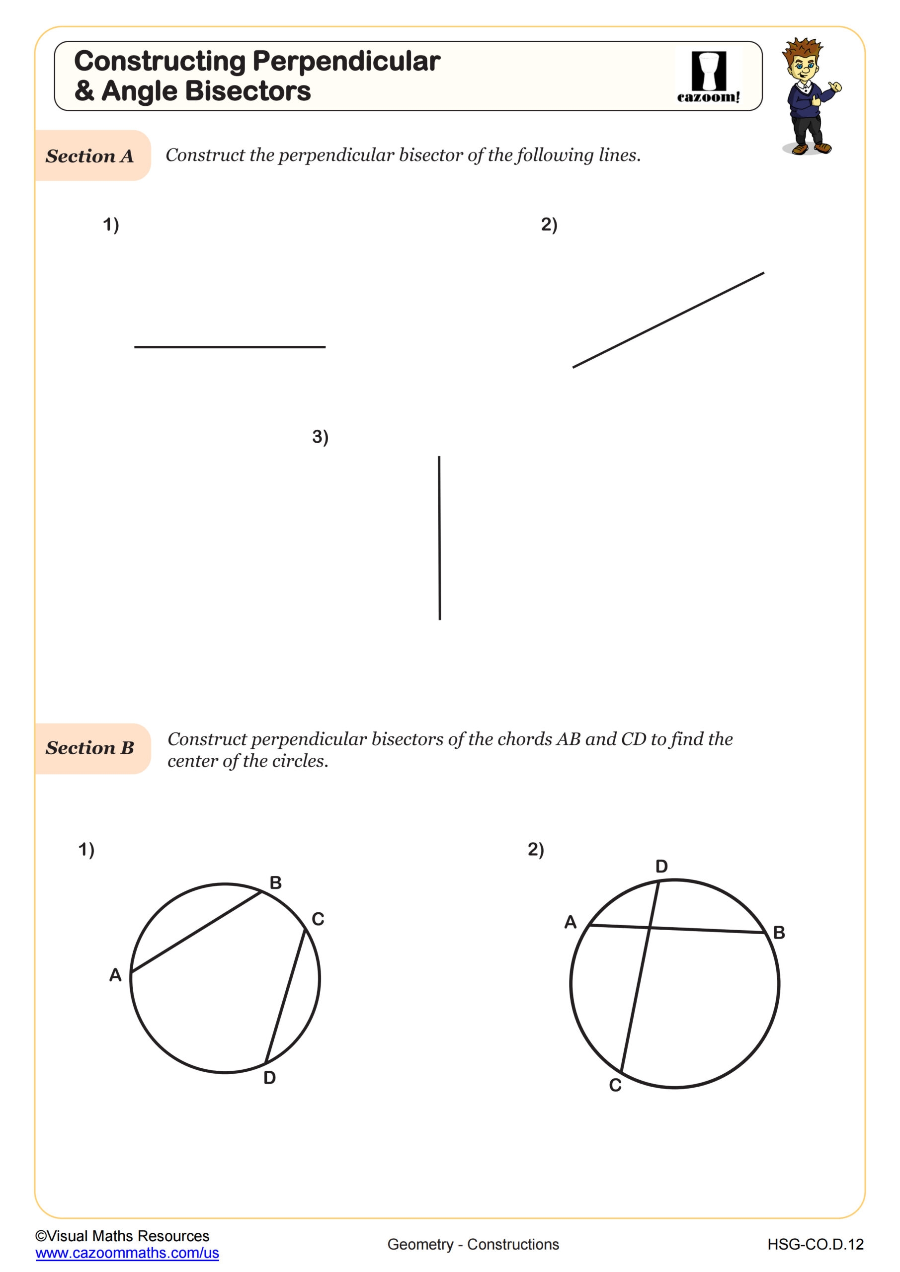 Constructing Perpendicular And Angle Bisectors Worksheet Fun And Engaging Geometry PDF Worksheets Cazoom Math