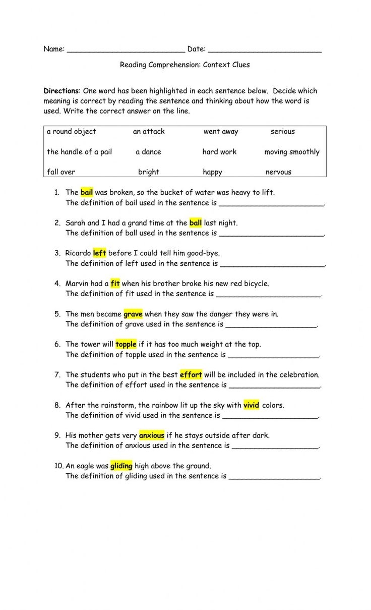 Context Clues Interactive Worksheet For Grade 4 Context Clues Interactive Worksheet For Grade 4