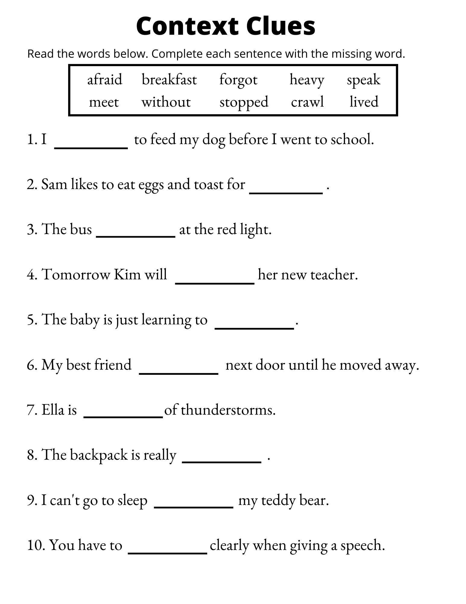 Context Clues Worksheets Vocabulary Printable 1st Through 3rd Grade Etsy Context Clues Worksheets Vocabulary Printable 1st Through 3rd Grade Etsy
