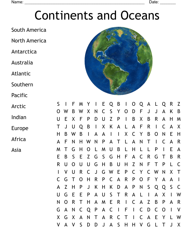 continents and oceans worksheet pdf