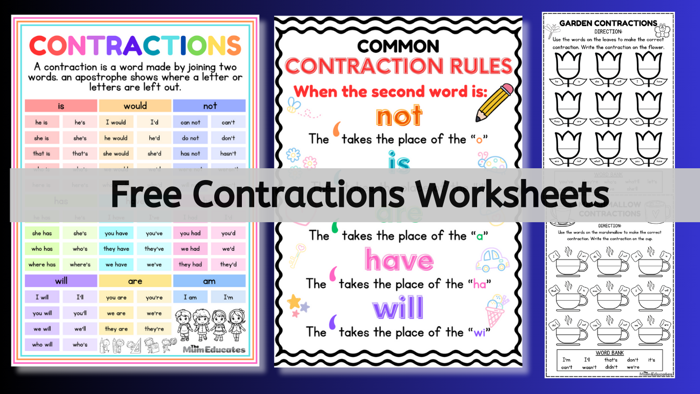 Contractions In Grammar Worksheets FREE The Mum Educates