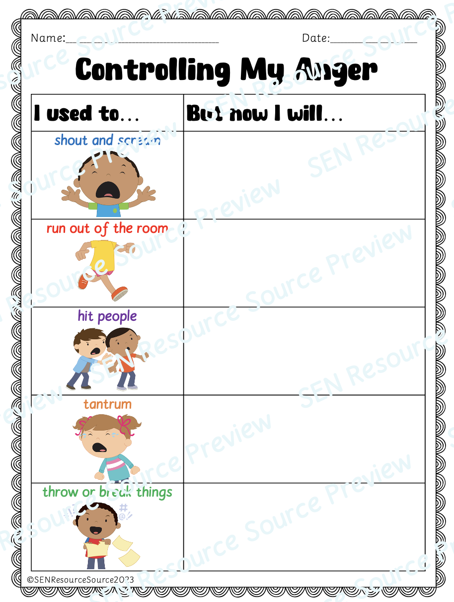 anger worksheets pdf