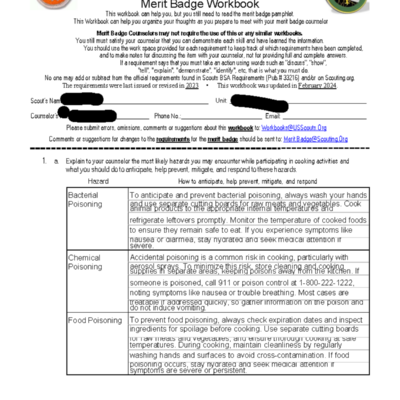 Cooking Merit Badge Workbook 2024 Avi Dedhia Studocu