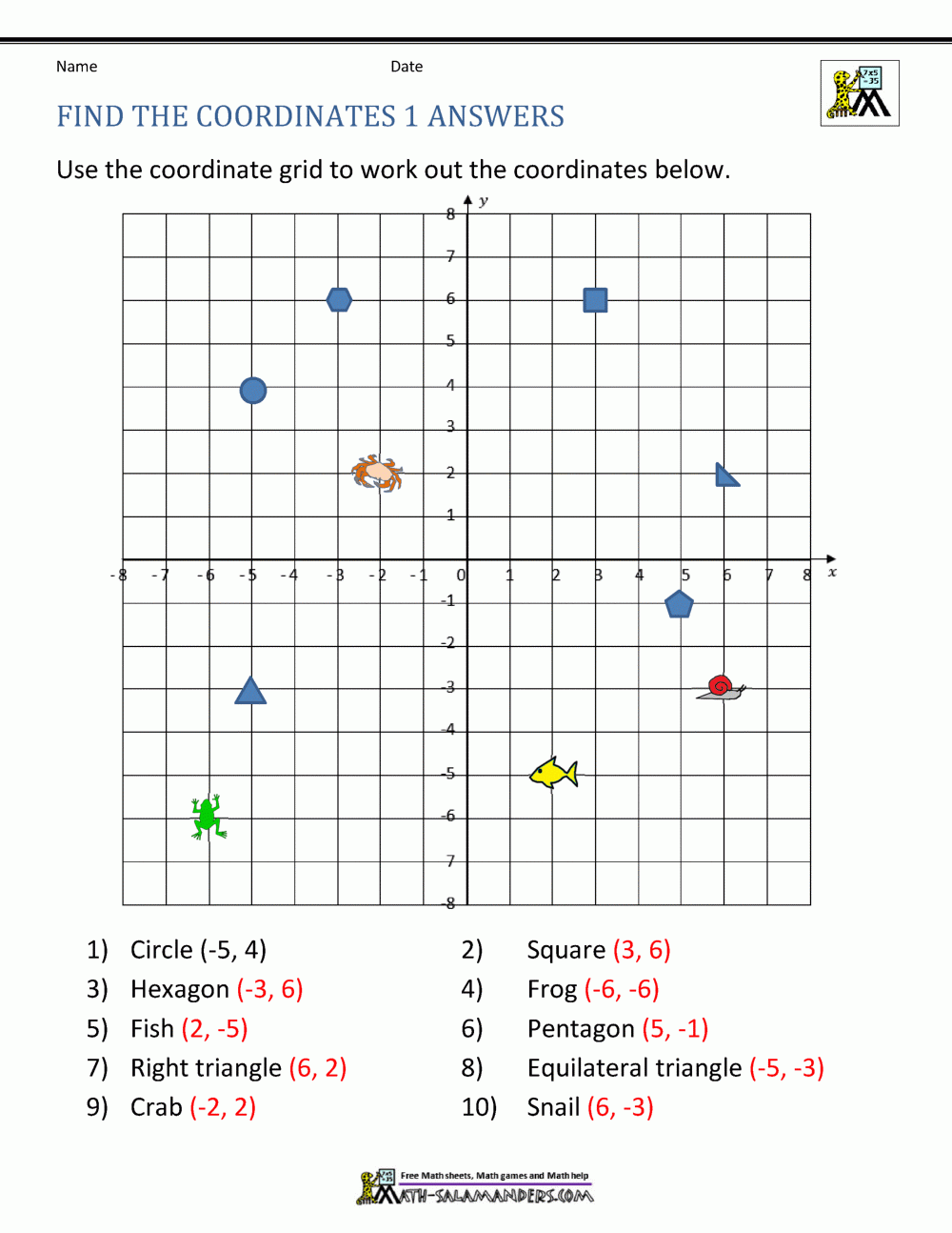 Coordinate Plane Worksheets 4 Quadrants