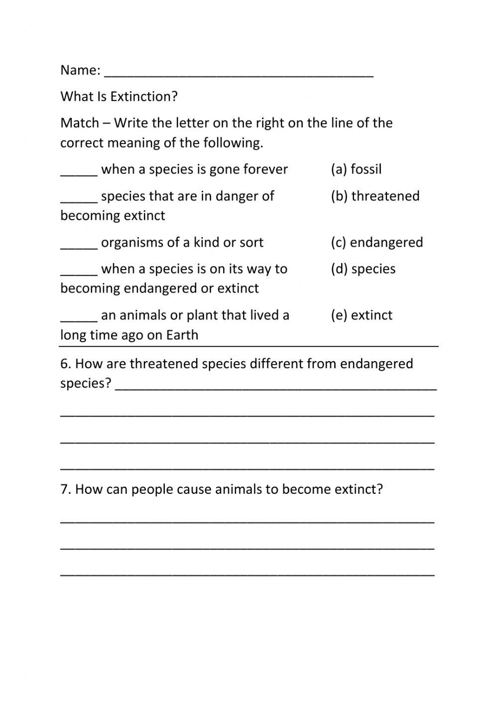 racing extinction worksheet answers