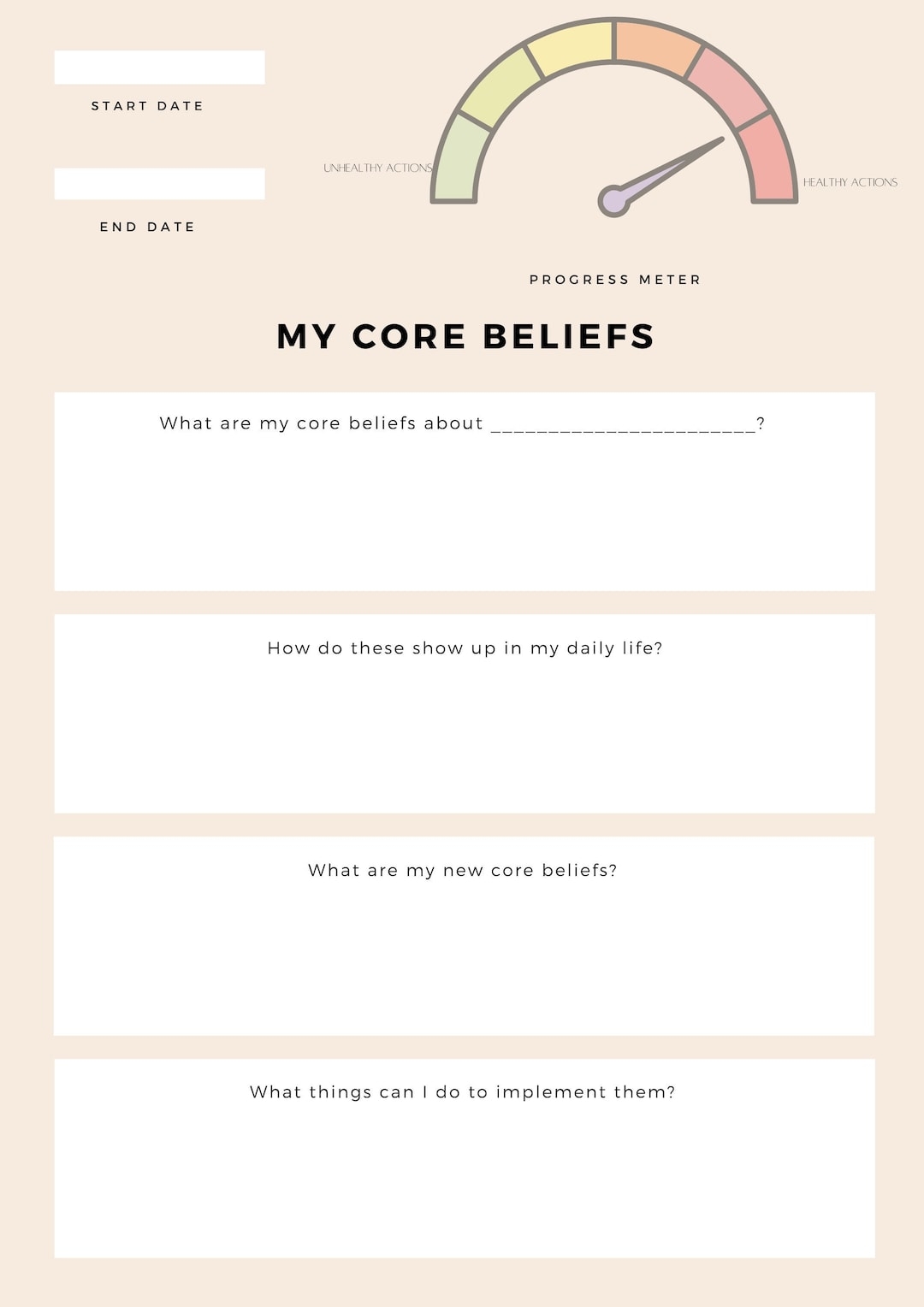Core Beliefs Therapy Worksheet Etsy Core Beliefs Therapy Worksheet Etsy