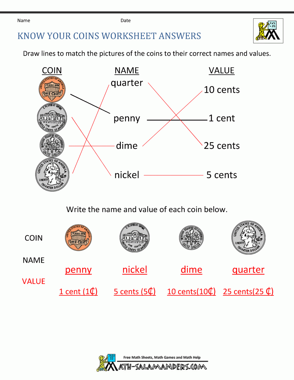 counting money worksheets pdf