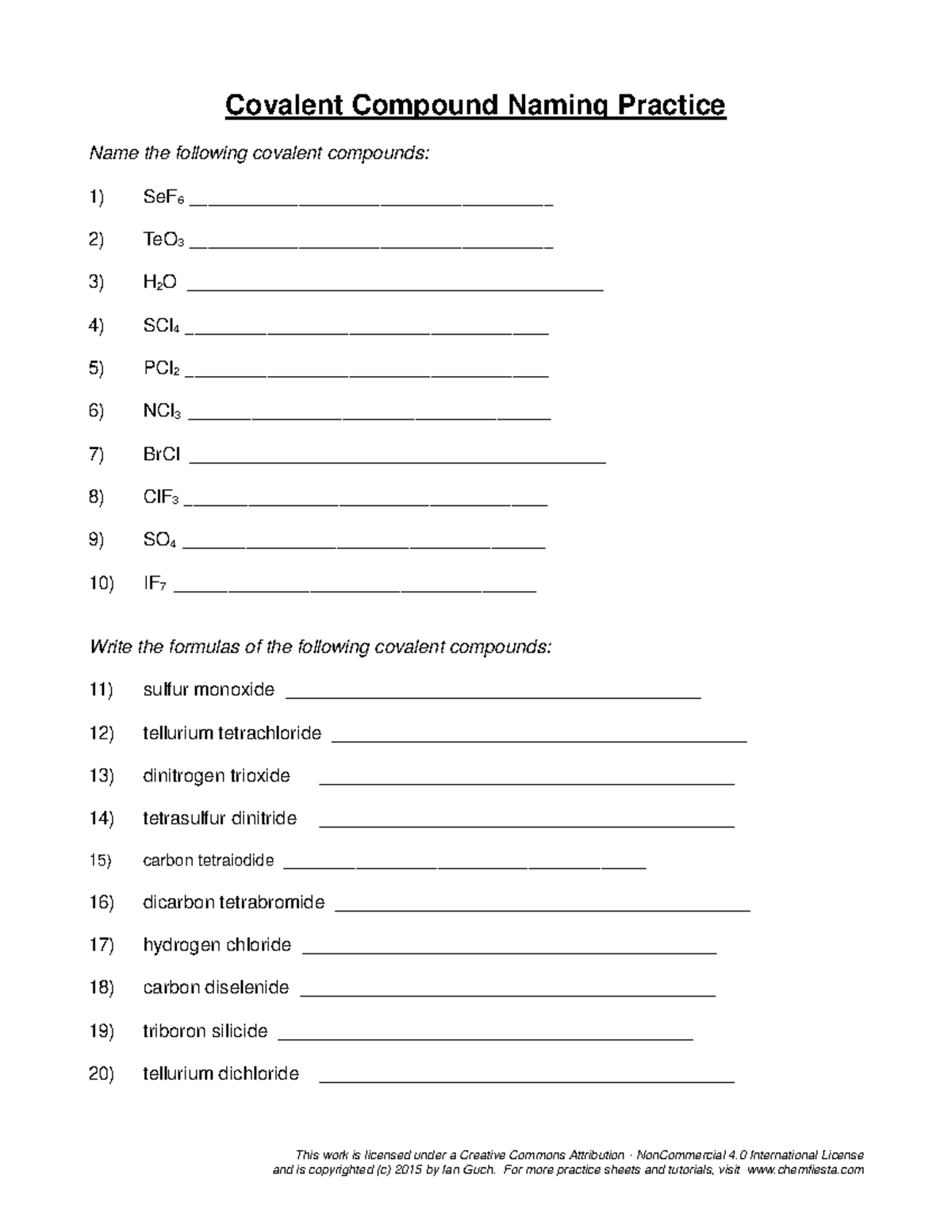 Covalent Compounds Naming Practice Answers Chem 101 Studocu Covalent Compounds Naming Practice Answers Chem 101 Studocu