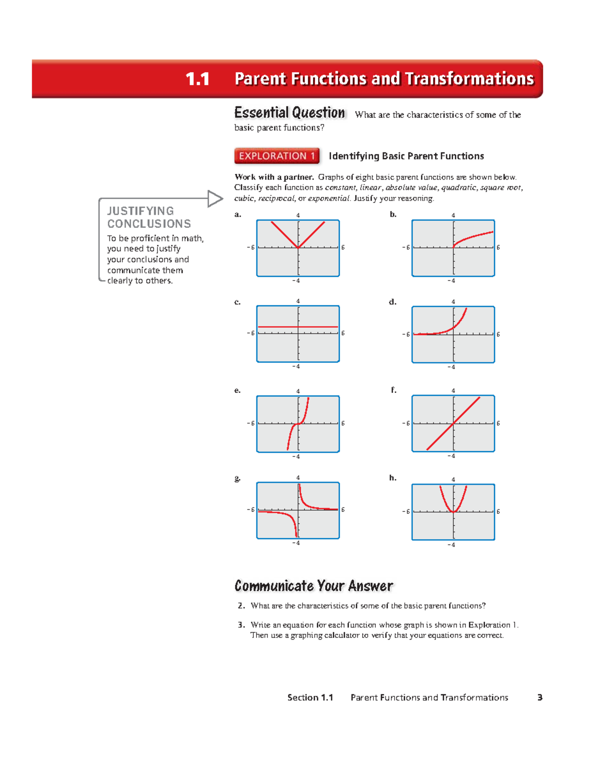 CTY AL2 1 1 Parent Functions And Transformations Overview Studocu
