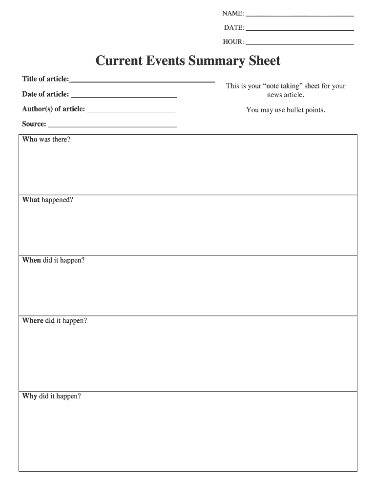 Current Event Template Fill Out Sign Online DocHub