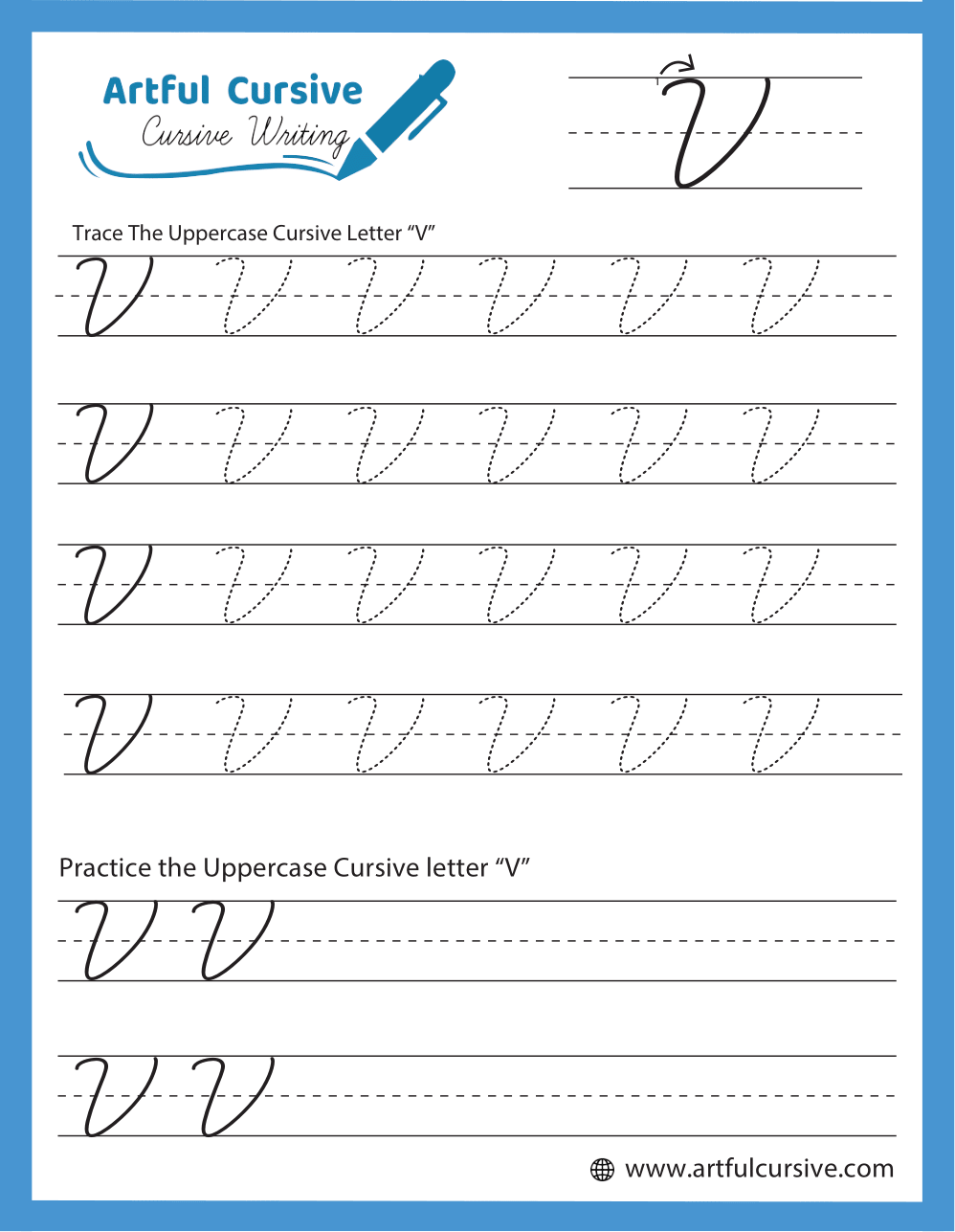 Cursive Alphabet Letter V Worksheet Cursive Alphabet Letter V Worksheet