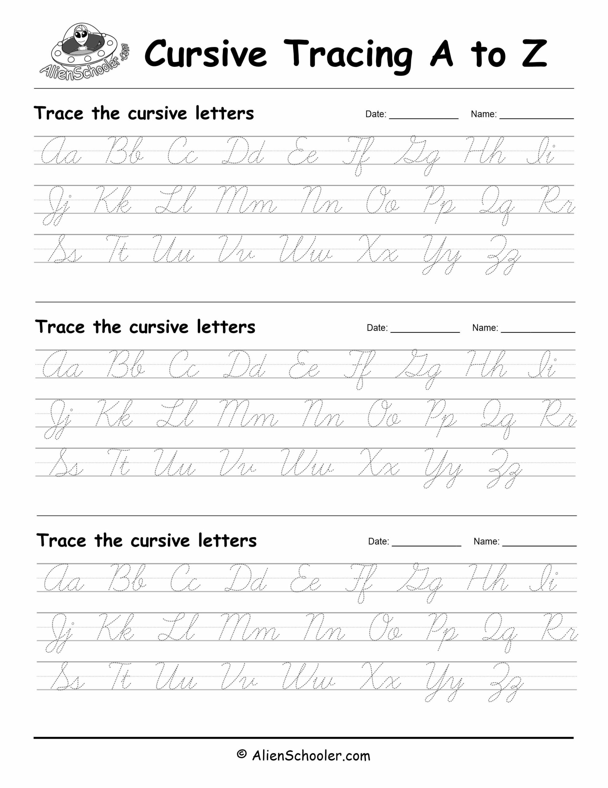printable cursive alphabet worksheets