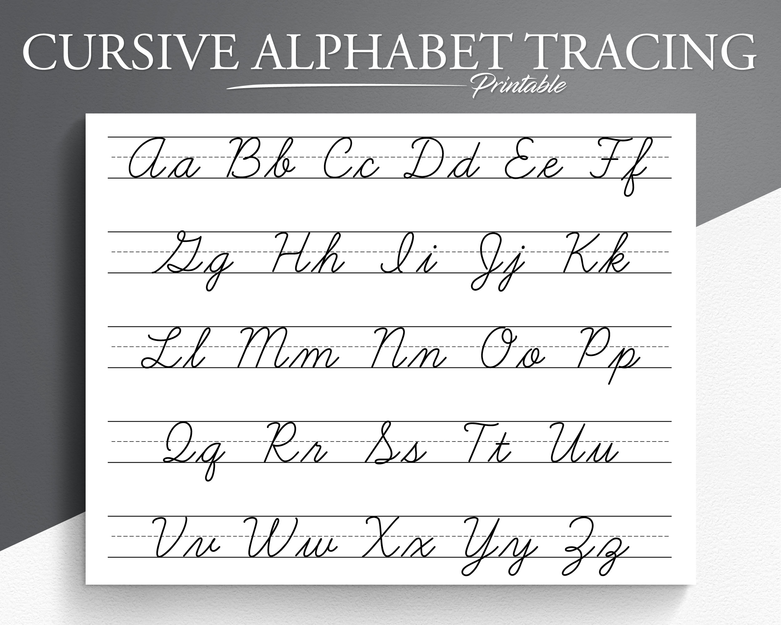 Cursive Alphabet Tracing Worksheet Printable Trace The Cursive Alphabet Cursive Practice Letter Tracing Tracing Worksheets Etsy