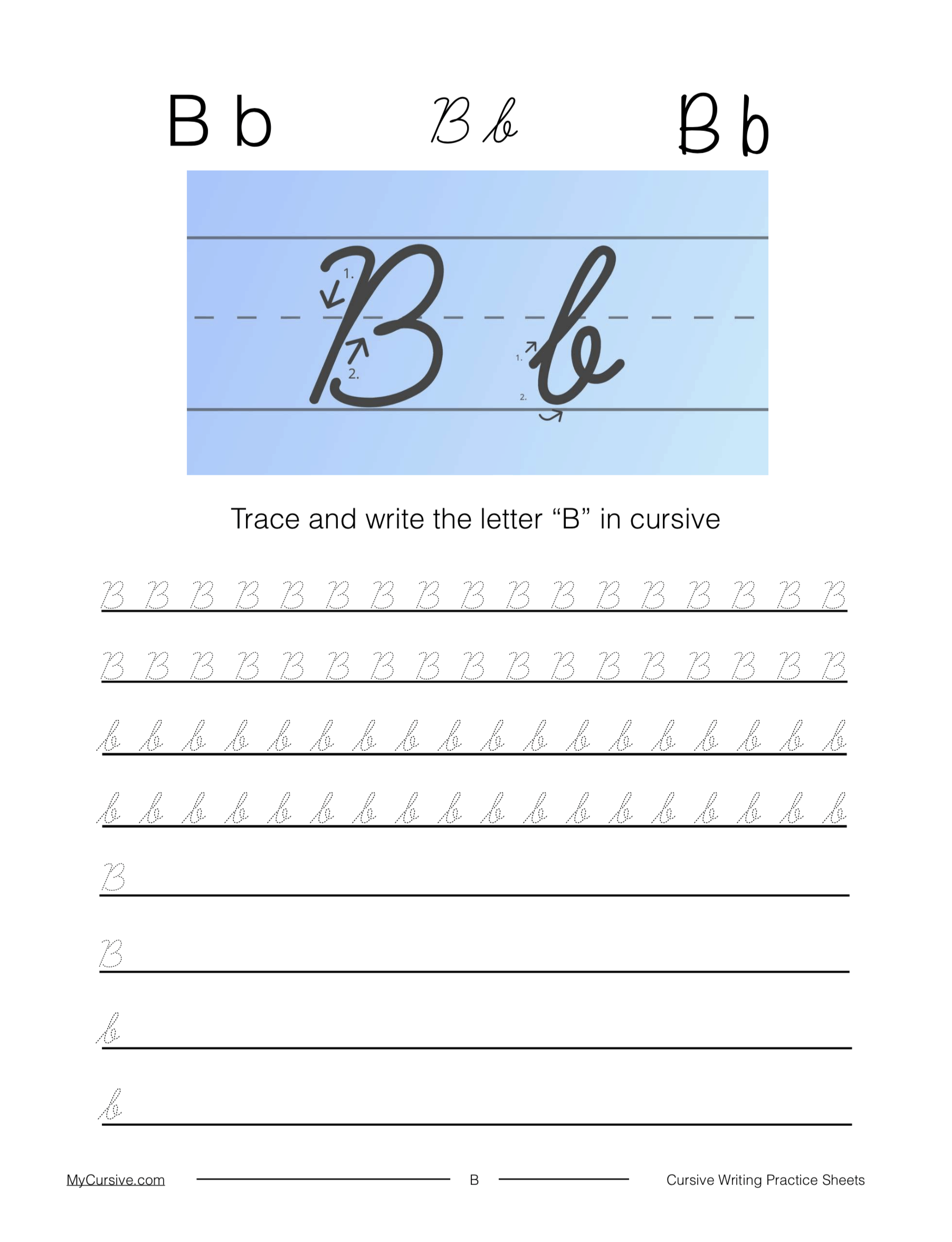 cursive b worksheet