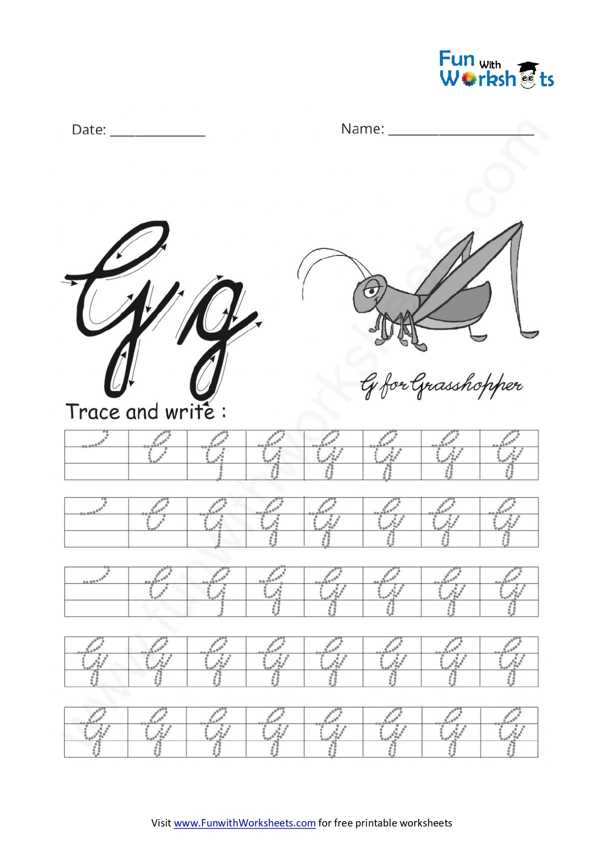 Cursive Handwriting Practice Capital Letter G Free Printable Worksheets Library