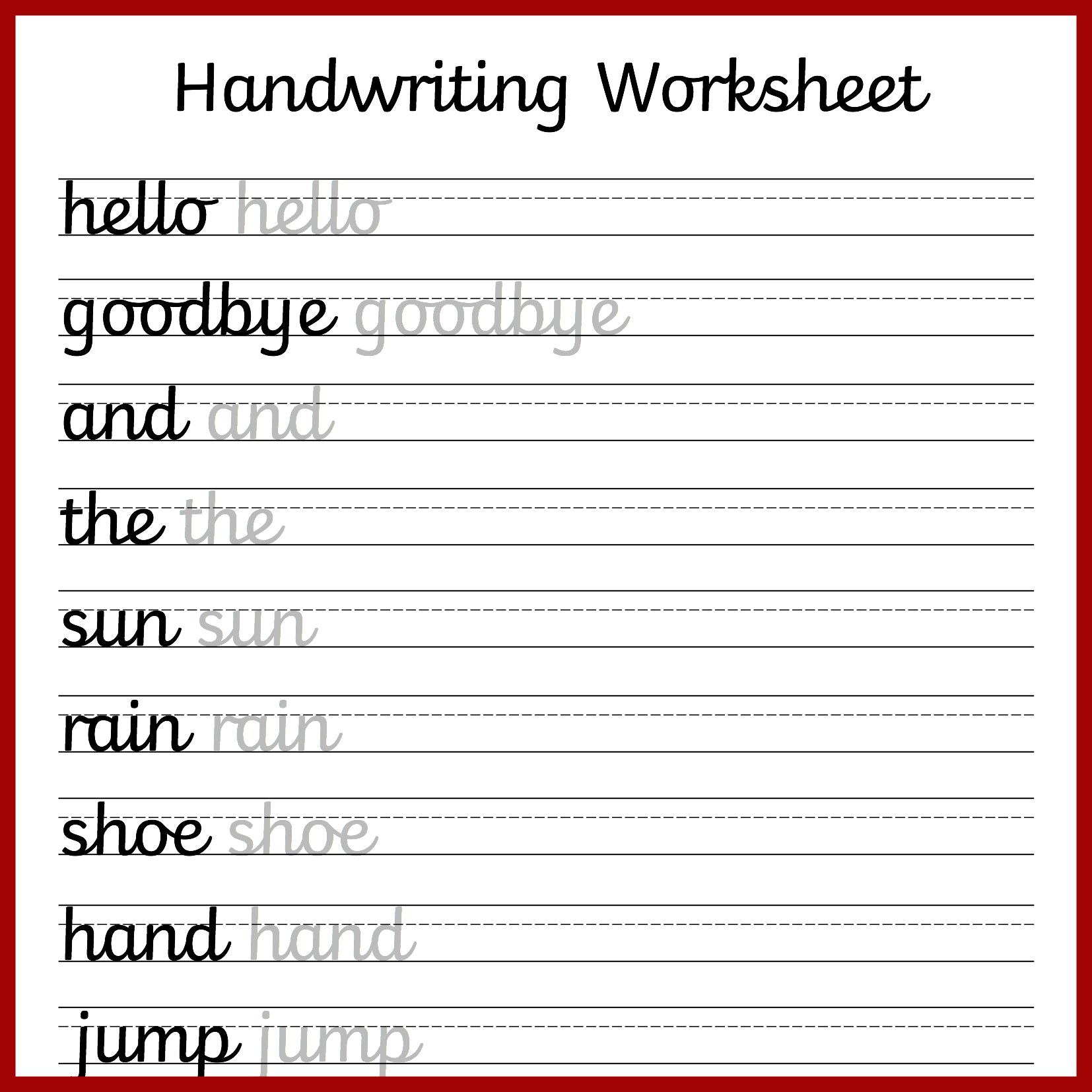 free cursive handwriting worksheets