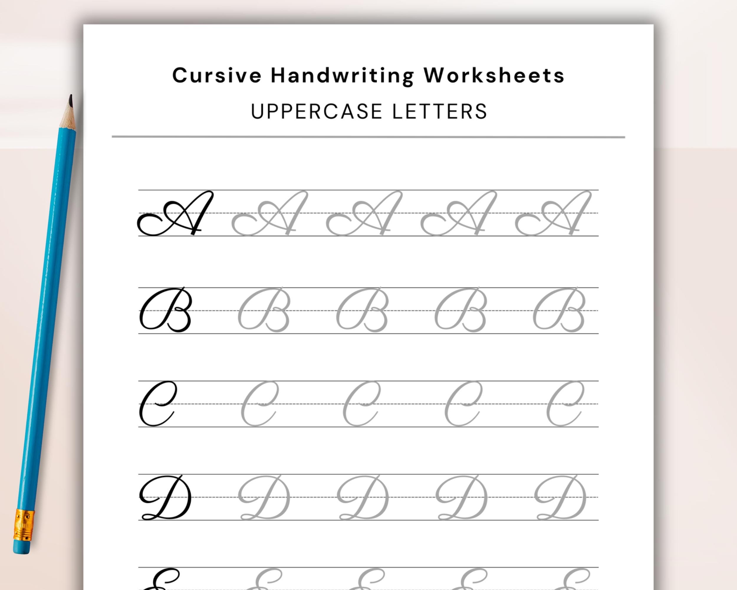 Cursive Handwriting Worksheets Printable Cursive Worksheets Uppercase Lowercase Handwriting Practice Sheets Writing Practice PDF Etsy