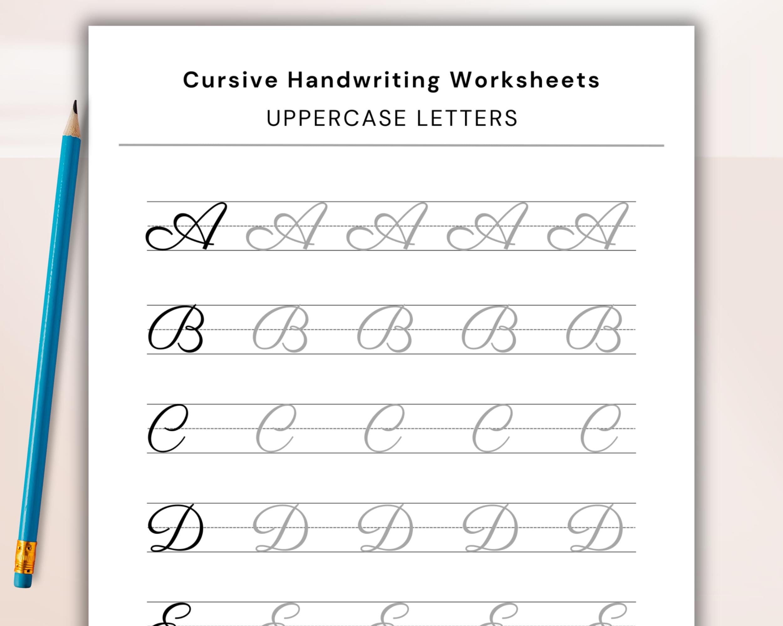 Cursive Handwriting Worksheets Printable Cursive Worksheets Uppercase Lowercase Handwriting Practice Sheets Writing Practice PDF Etsy Israel