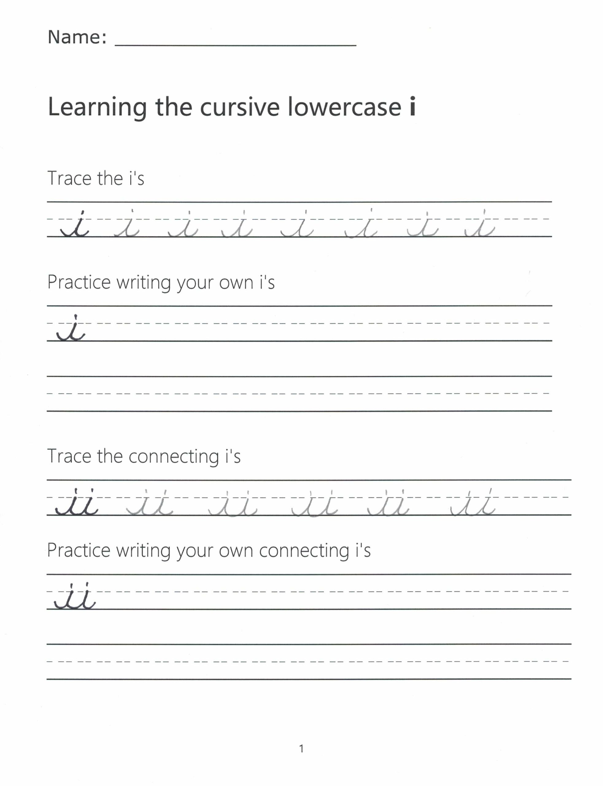 Cursive I How To Write A Lowercase I In Cursive