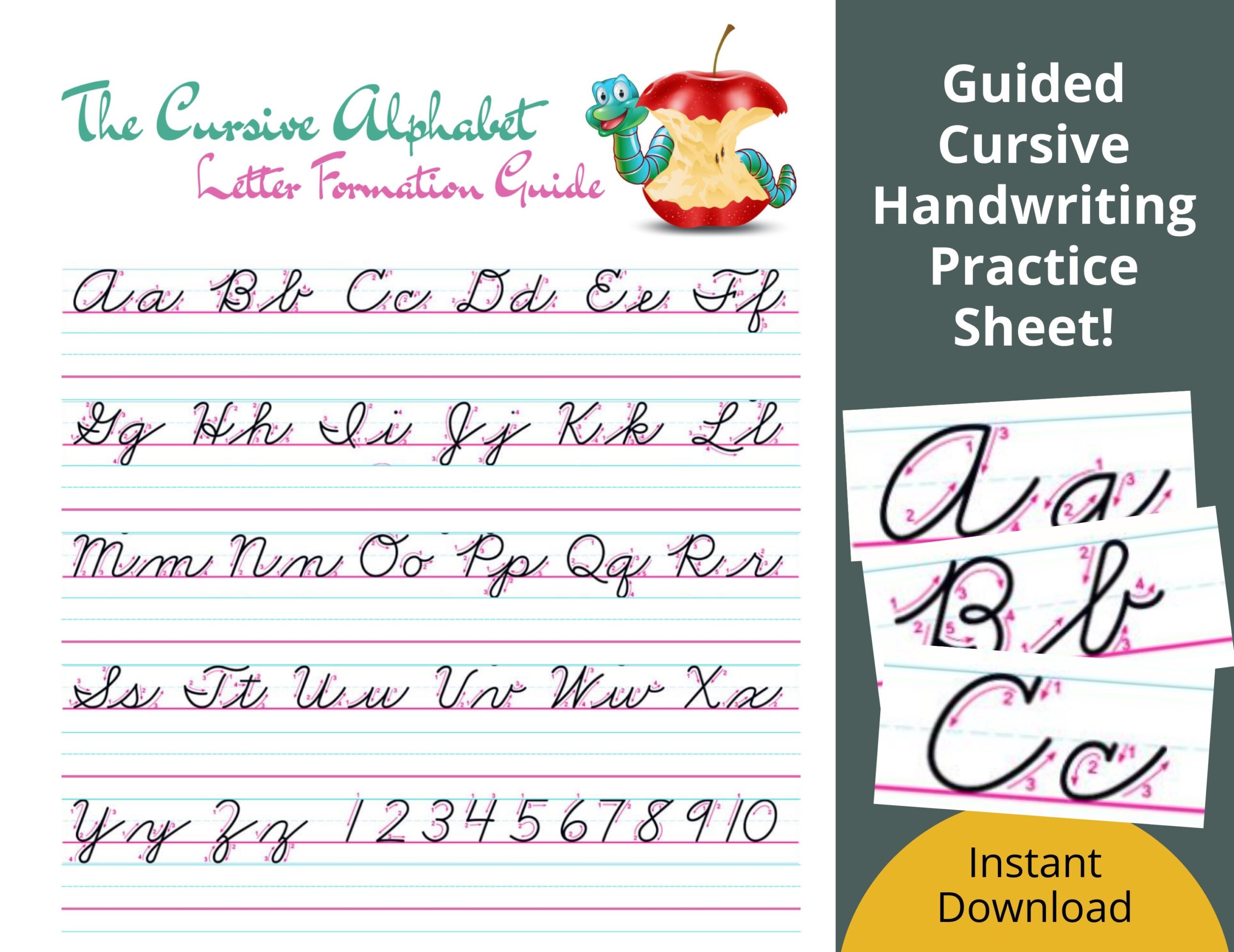 Cursive Letter Handwriting Practice Guide Guided Practice For Learning To Write Cursive Etsy