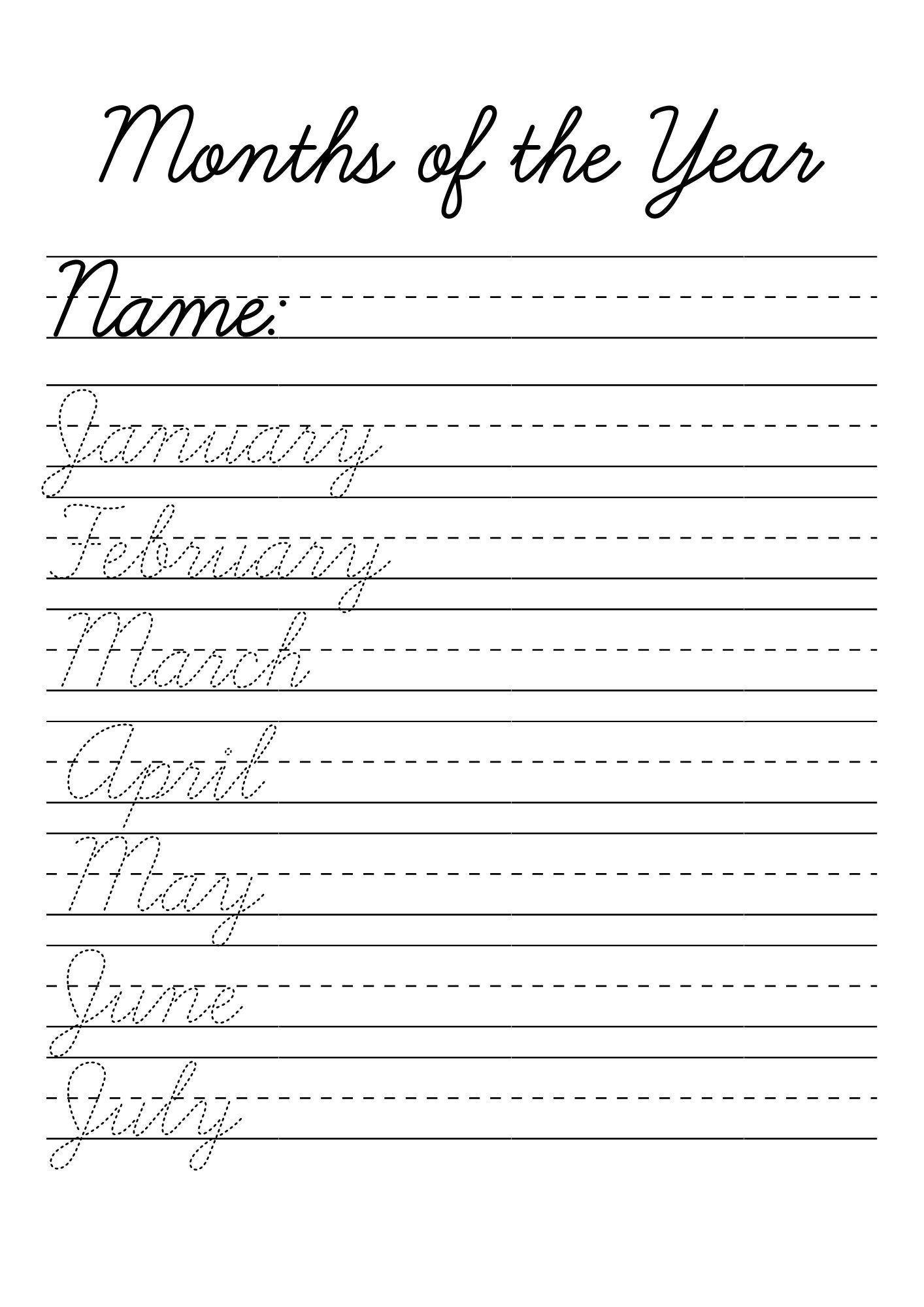 Cursive Tracing Practice Worksheet Etsy
