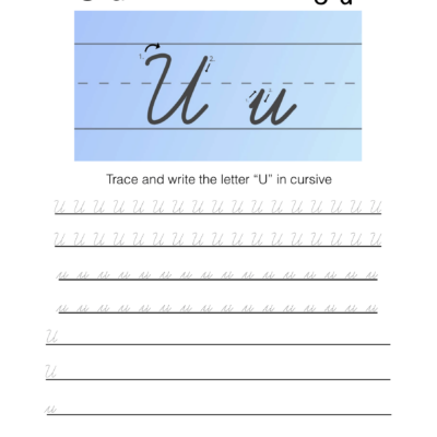 Cursive U Full Tutorial And Worksheet