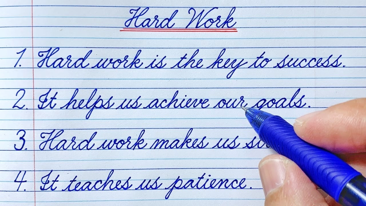 Cursive Writing 10 Lines Essay On Hard Work English Writing Cursive Handwriting Practice YouTube