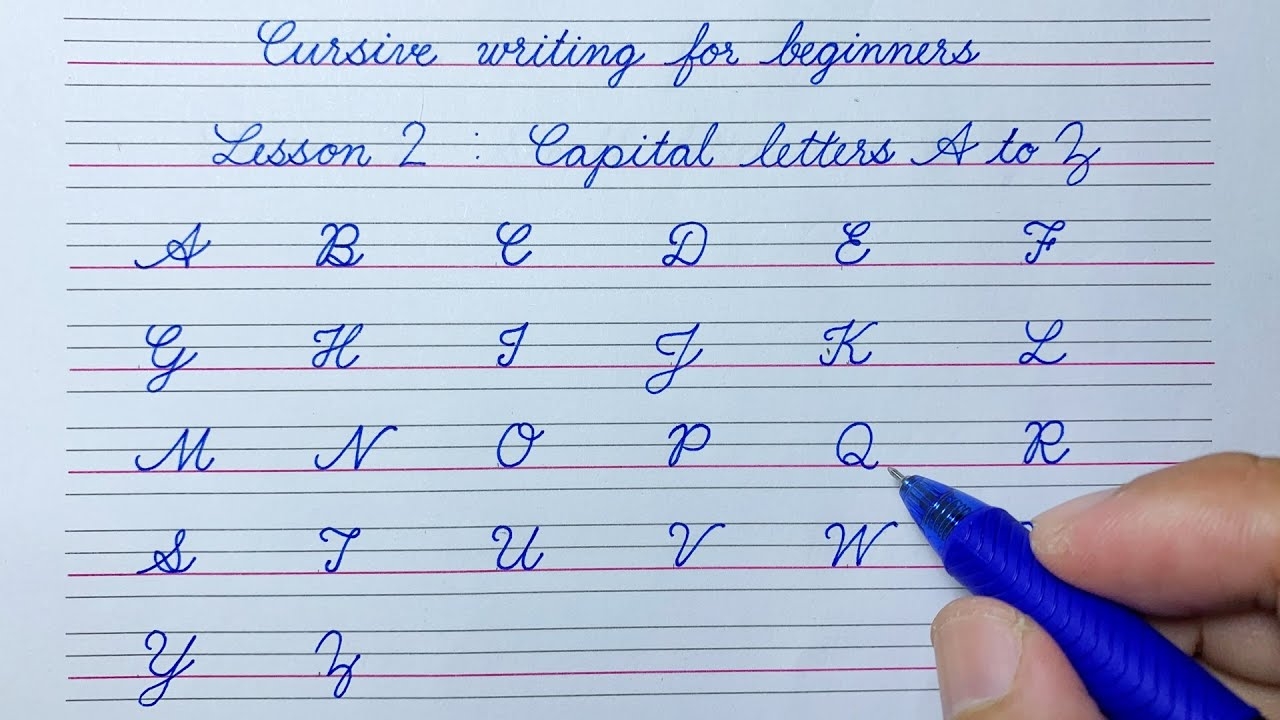 Cursive Writing For Beginners Lesson 2 Capital Letters A To Z Cursive Handwriting Practice YouTube