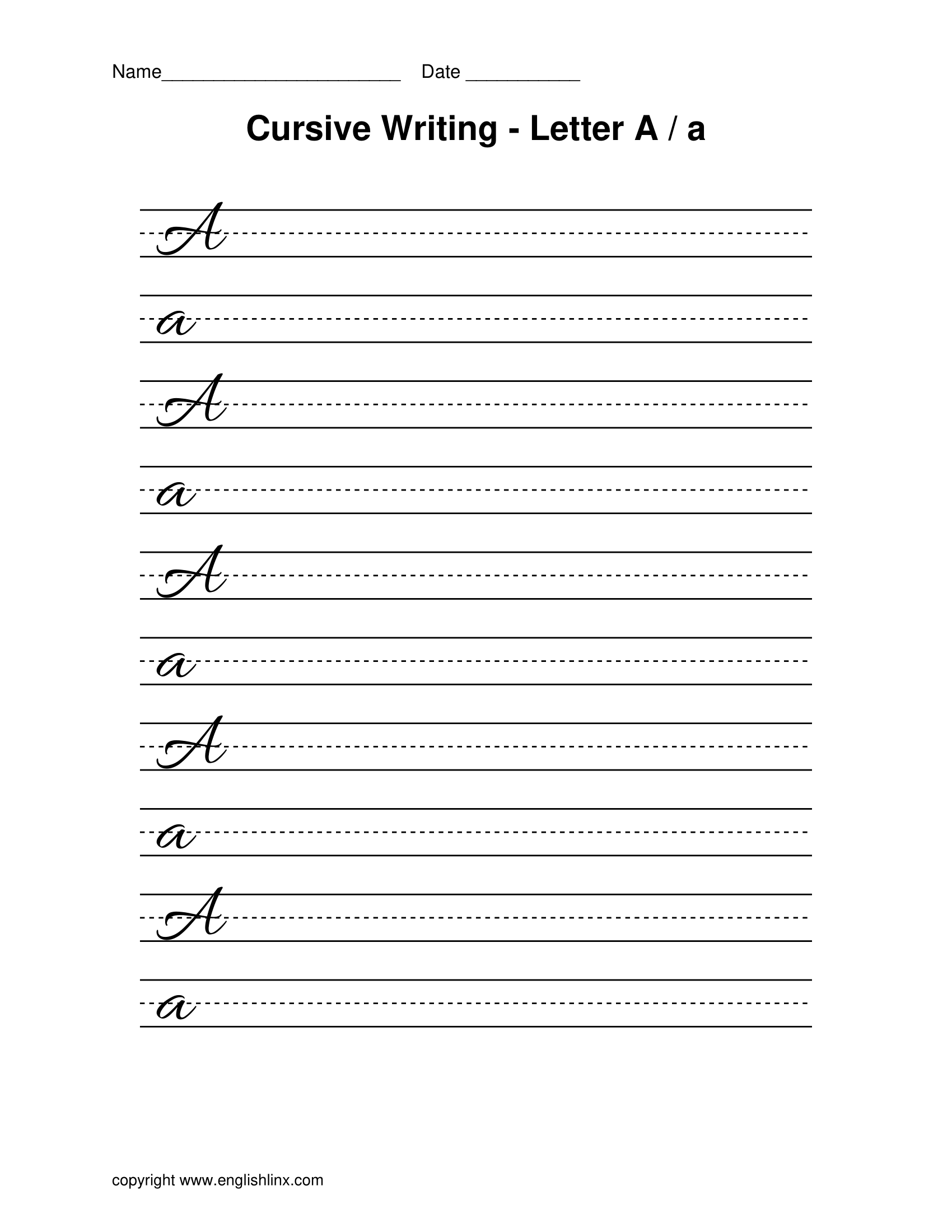 Cursive Letter A Worksheet Sheetifyedu Printable