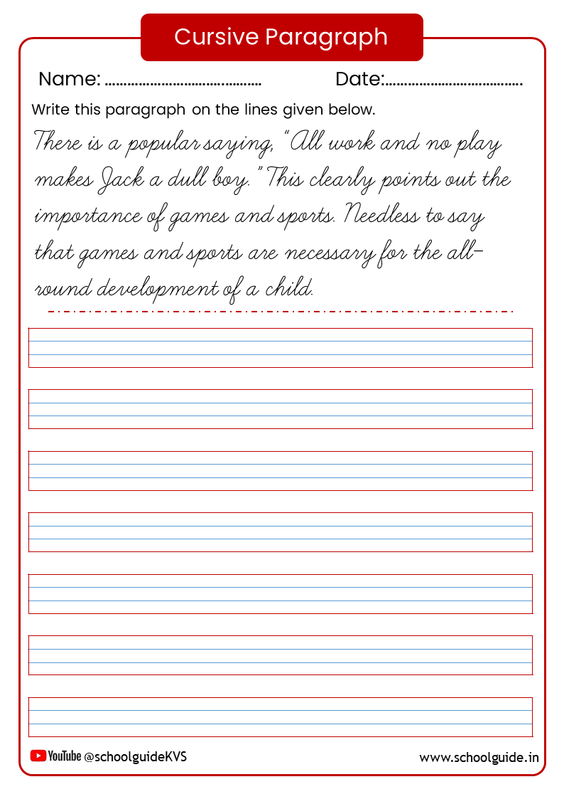 Cursive Writing Paragraph Worksheets Cursive Writing Paragraph Worksheets