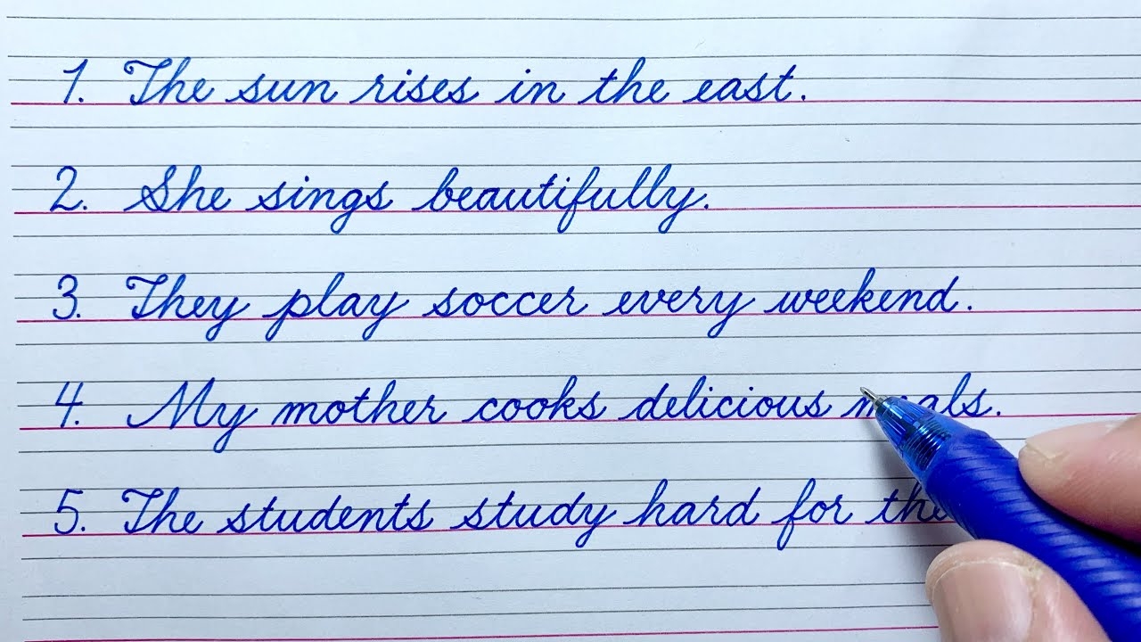 Cursive Writing Practice 5 Simple Sentences In Cursive Handwriting English Cursive Handwriting YouTube