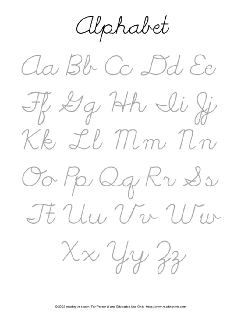 Cursive Writing Practice Sheets PDF 