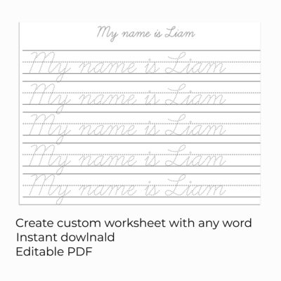 Custom Cursive Name Handwriting Practice Sheet Editable Tracing Worksheet Personalized Writing Skills Printable Learn To Trace And Write Etsy