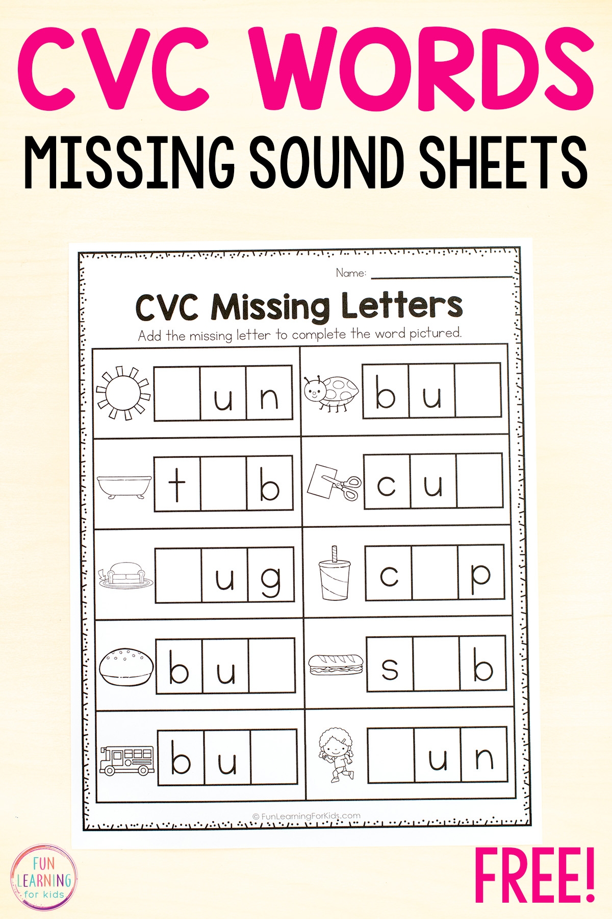 CVC Missing Letter Worksheets For Phonics Practice CVC Missing Letter Worksheets For Phonics Practice