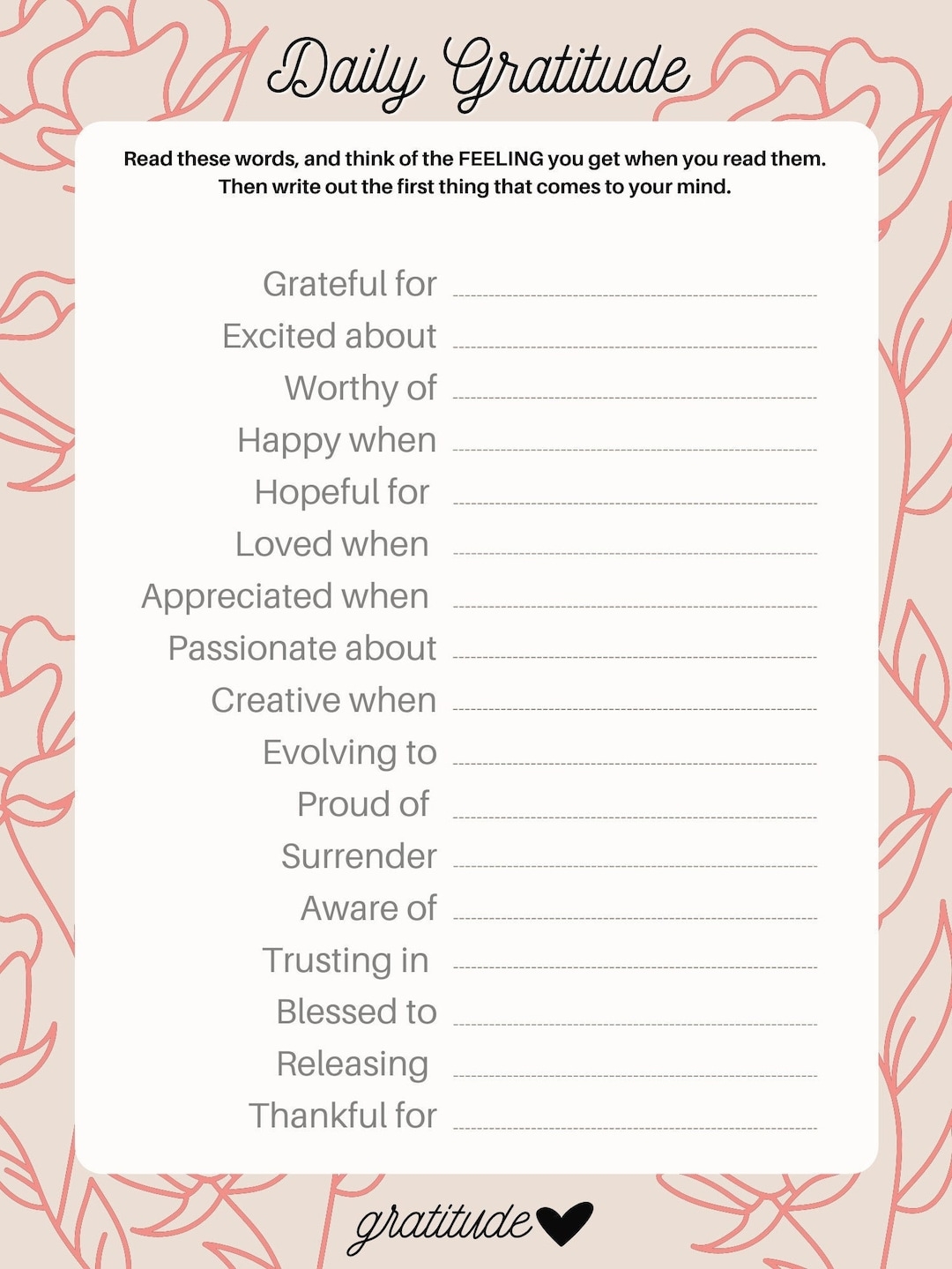 Daily Gratitude Worksheet Self help Journaling Prompts PDF PNG Etsy Daily Gratitude Worksheet Self help Journaling Prompts PDF PNG Etsy