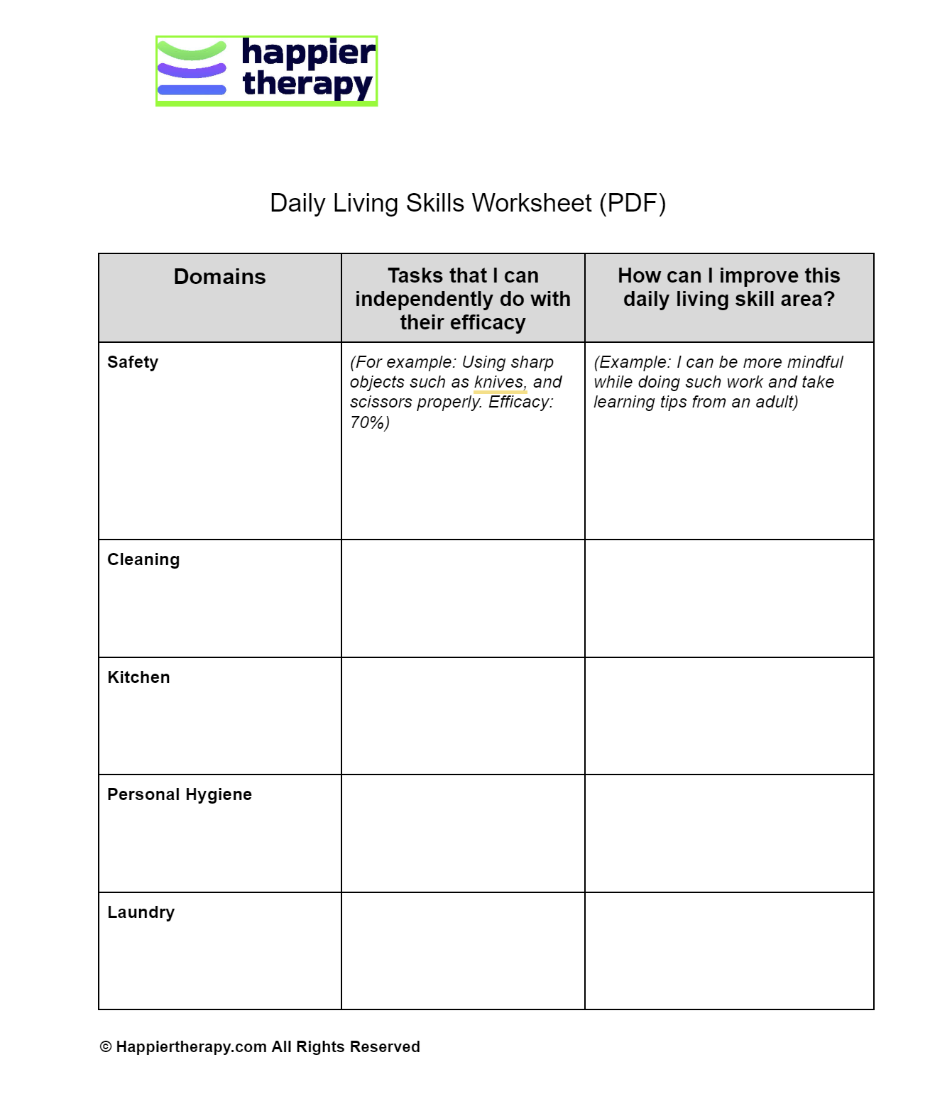 life skills worksheets pdf