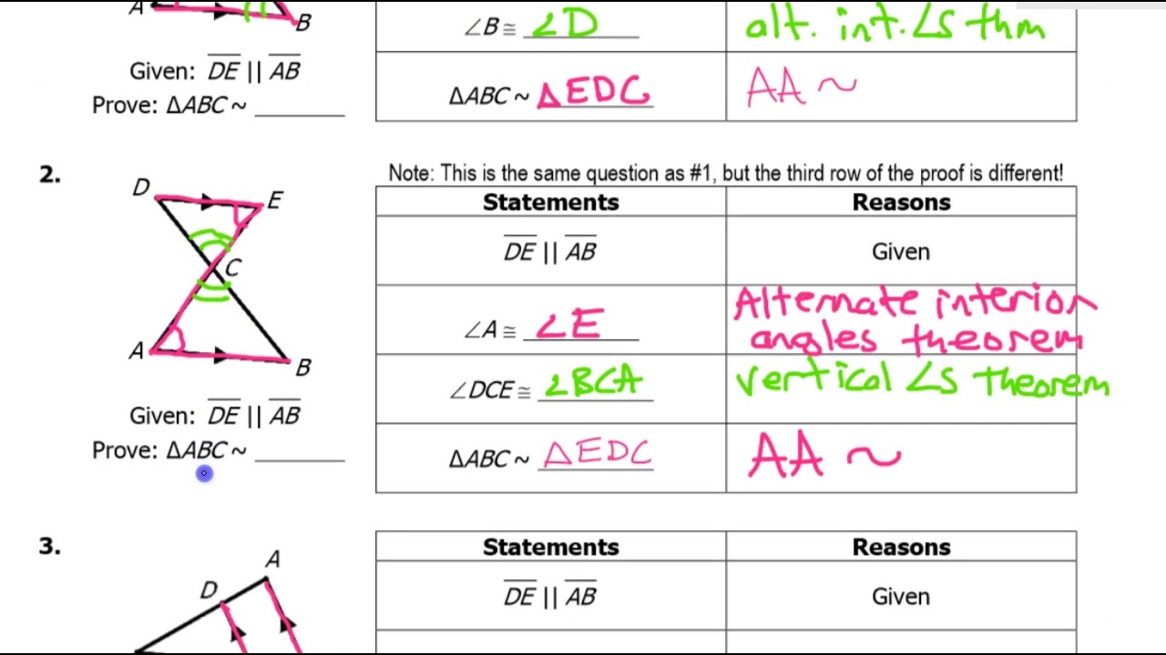 Day 14 HW Triangle Similarity Proofs YouTube