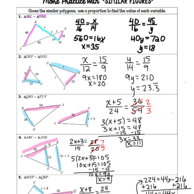 Day 2 More Practice With Similar Figures Jan 31 KEY Complete Worksheets Library