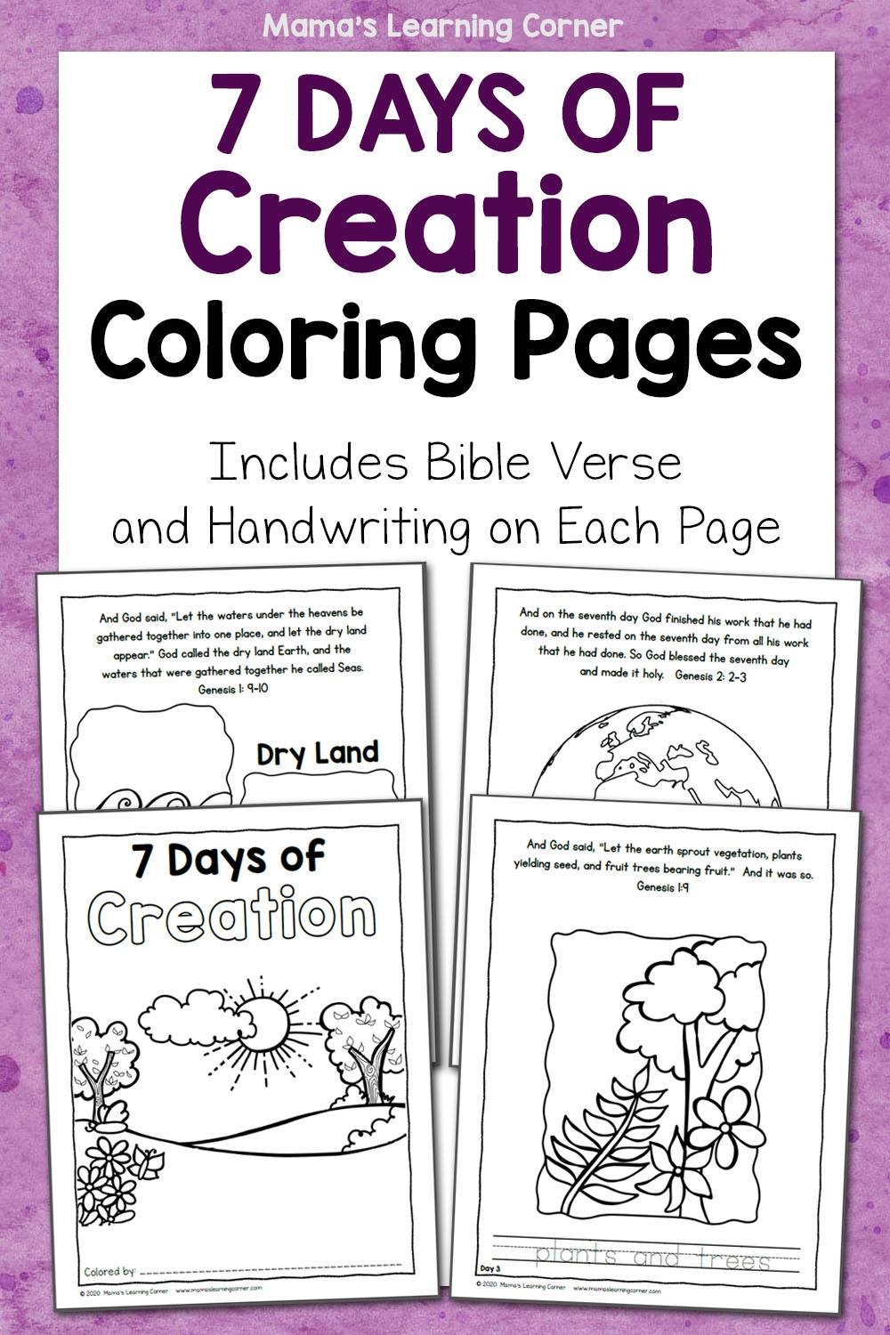Days Of Creation Coloring Pages Genesis 1 Printable Mamas Learning Corner