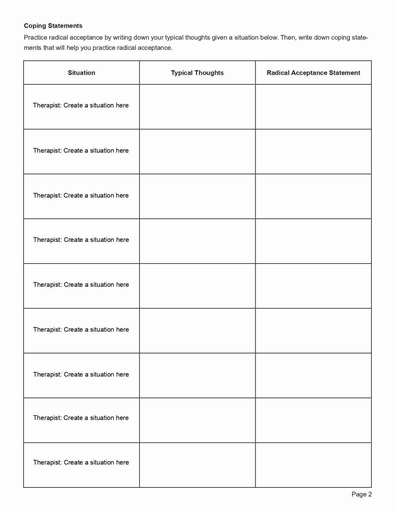 DBT Radical Acceptance Worksheet PDF TherapyByPro