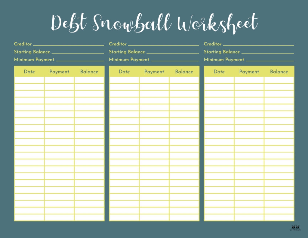 debt snowball worksheet pdf