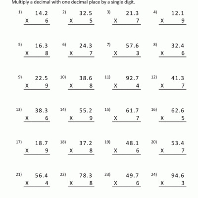 Decimal Multiplication Worksheets 5th Grade