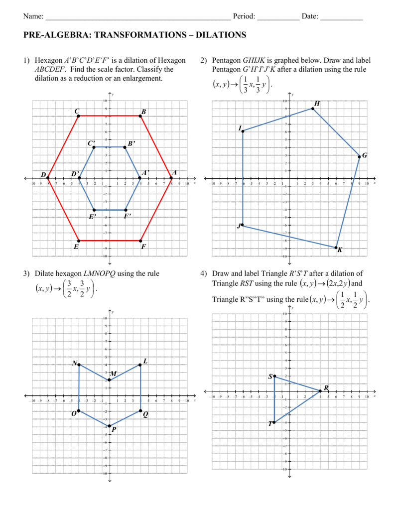 dilations a worksheet answer key