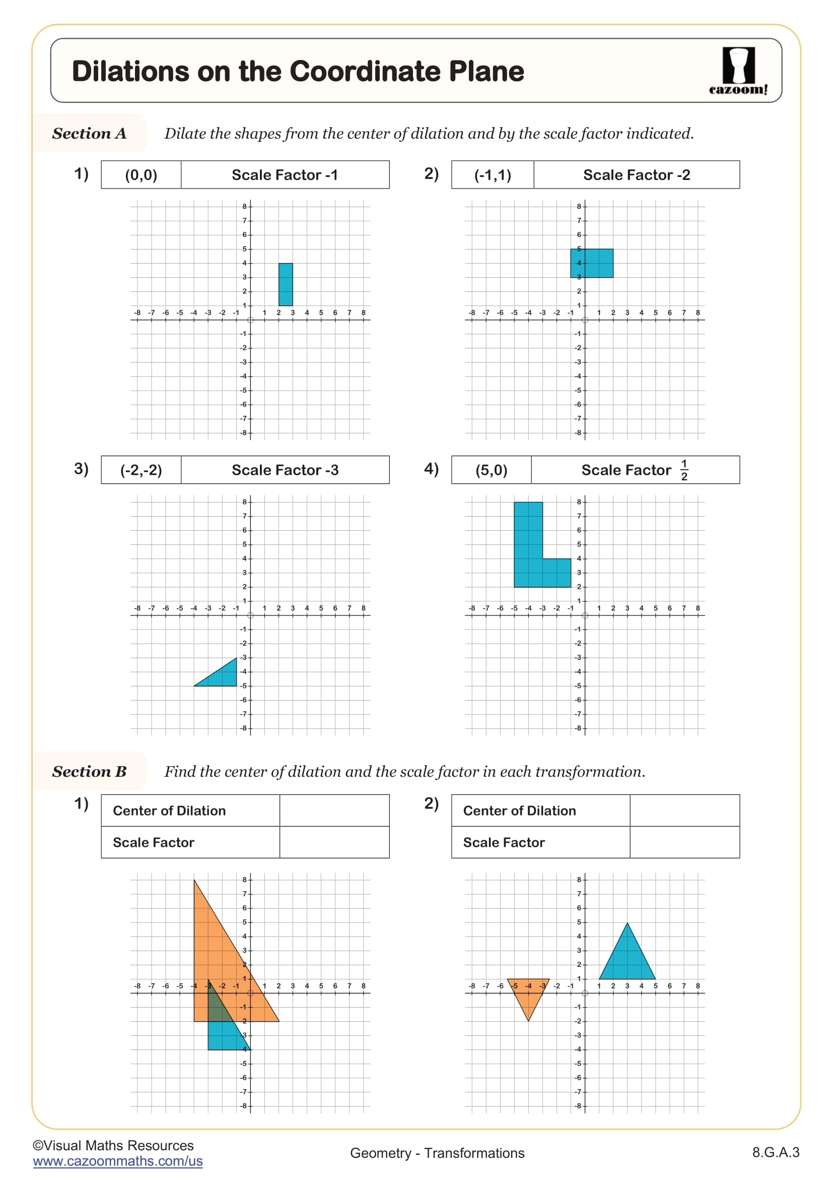 Dilations On The Coordinate Plane Worksheet PDF Printable Geometry Worksheet Cazoom Math Dilations On The Coordinate Plane Worksheet PDF Printable Geometry Worksheet Cazoom Math