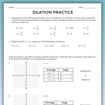 Dilations Practice Worksheet Practice Dilations On The Coordinate Plane CKMath