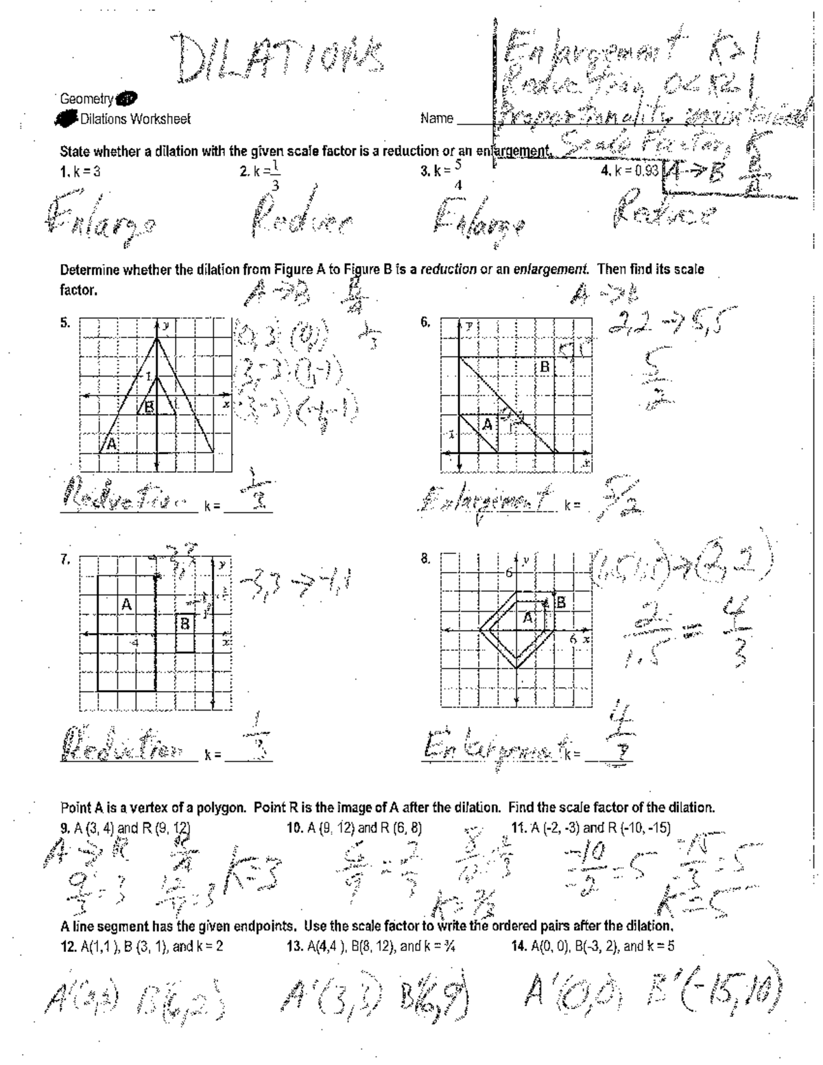 Dilations Worksheet Final KEY For CCGPS Geometry Studocu