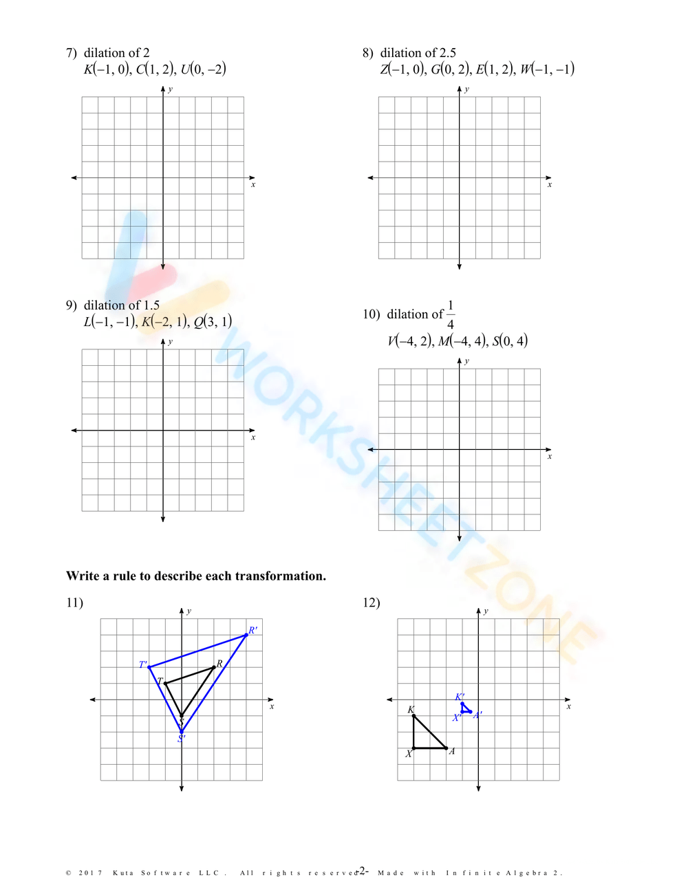 Dilations Worksheets Printable