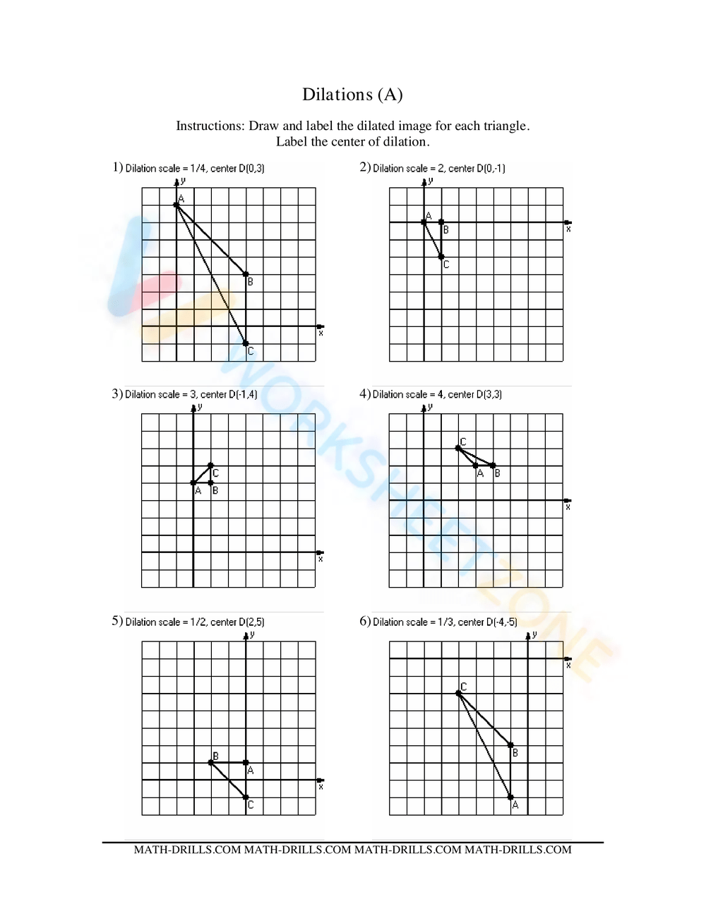 Dilations Worksheets Printable