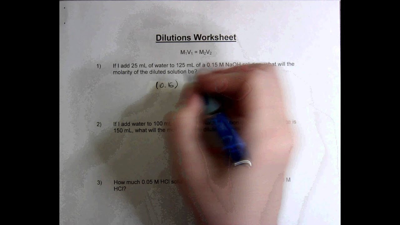 Dilutions Worksheet YouTube