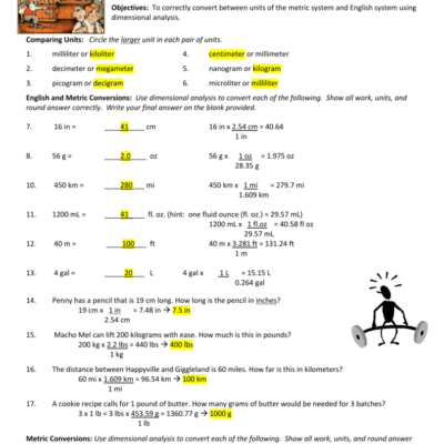 Dimensional Analysis Worksheet Unit Conversions